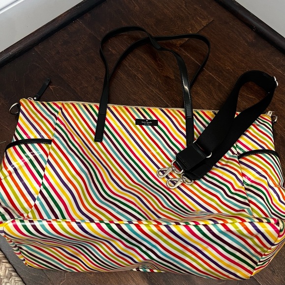 Kate Spade Multicolor Diagonal Stripe Diaper Bag with Black Handles - Picture 15 of 15